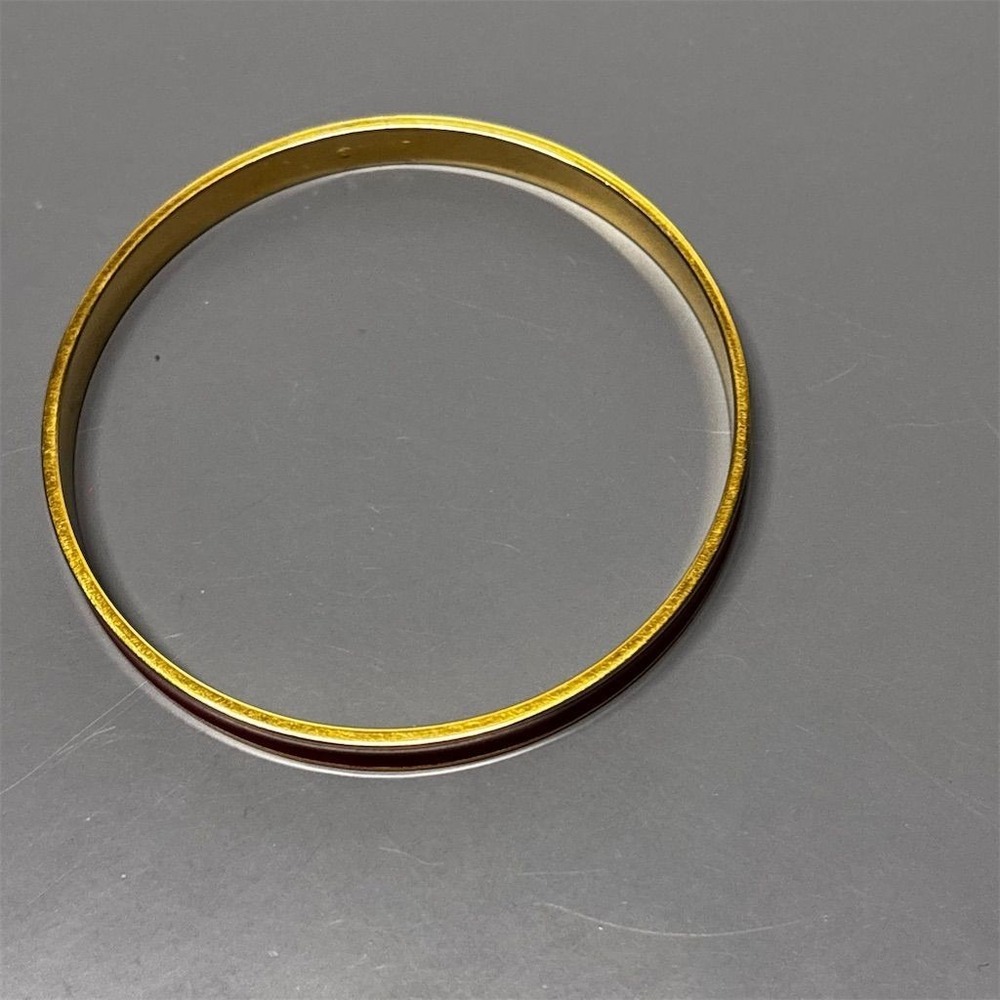 Vintage Monet Red Enamel Gold Tone Bangle Bracelet - Picture 5 of 9